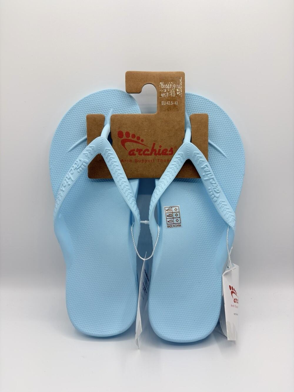 Archies Flip Flop Sandals Unisex Sz M9 W10 Light Blue Arch Support Therapy NWT